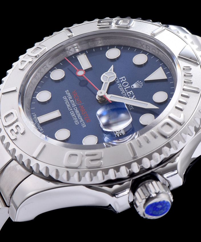 Ro.le.x Stainless Steel Men s Yacht Master Watch Blue