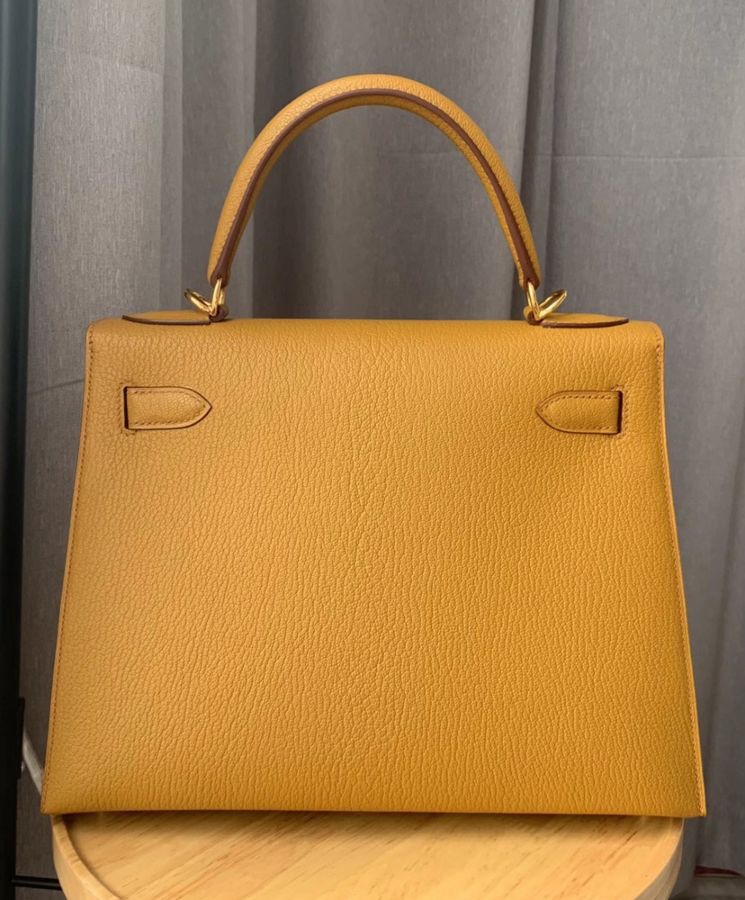 Her..mes Kelly Bag 28 Togo Leather Apricot