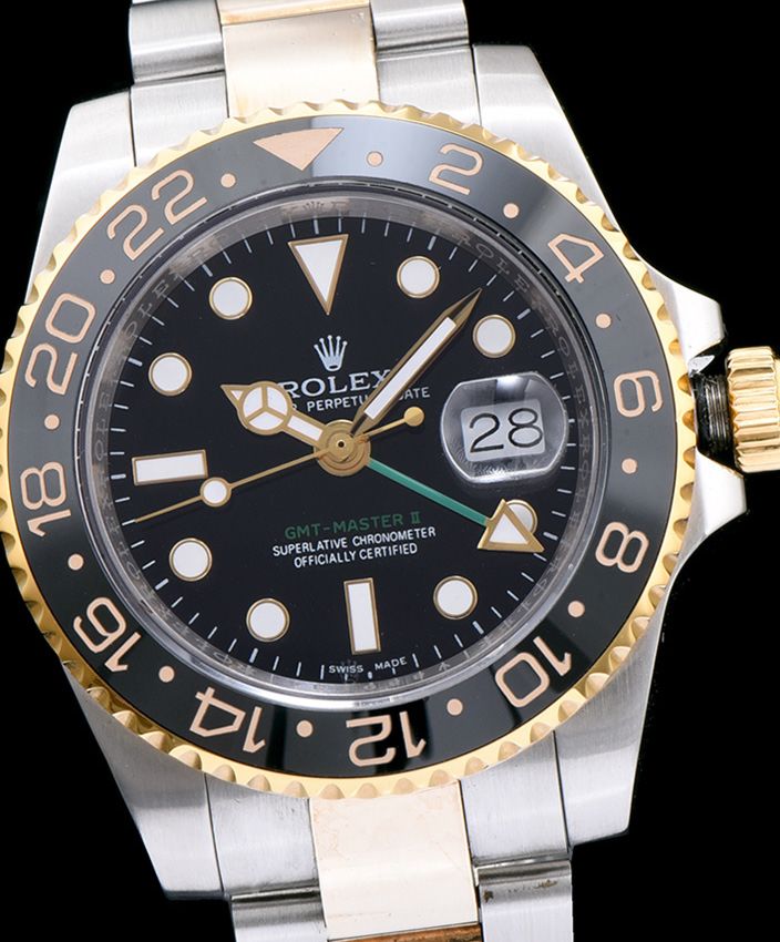 Ro.le.x GMT Master Black Bezel Watches Golden