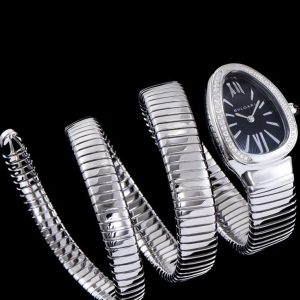 Bvl.gar Sliver tone, Stainless Steel Diamond Watch, Luxury Timepiece