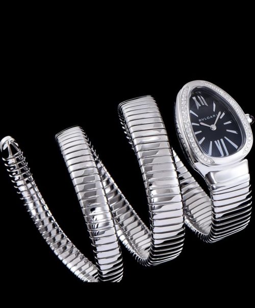 Bvl.gar Sliver tone, Stainless Steel Diamond Watch, Luxury Timepiece