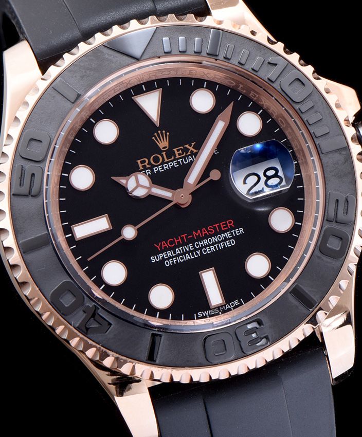 Ro.le.x Yacht Master Automatic Watch with Plastic Bracelet Black