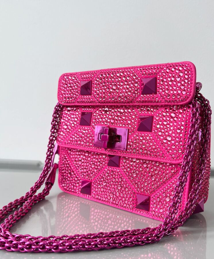 Valen.tino Small Roman Stud The Shoulder Bag And Chain With Sparkling Embroidery