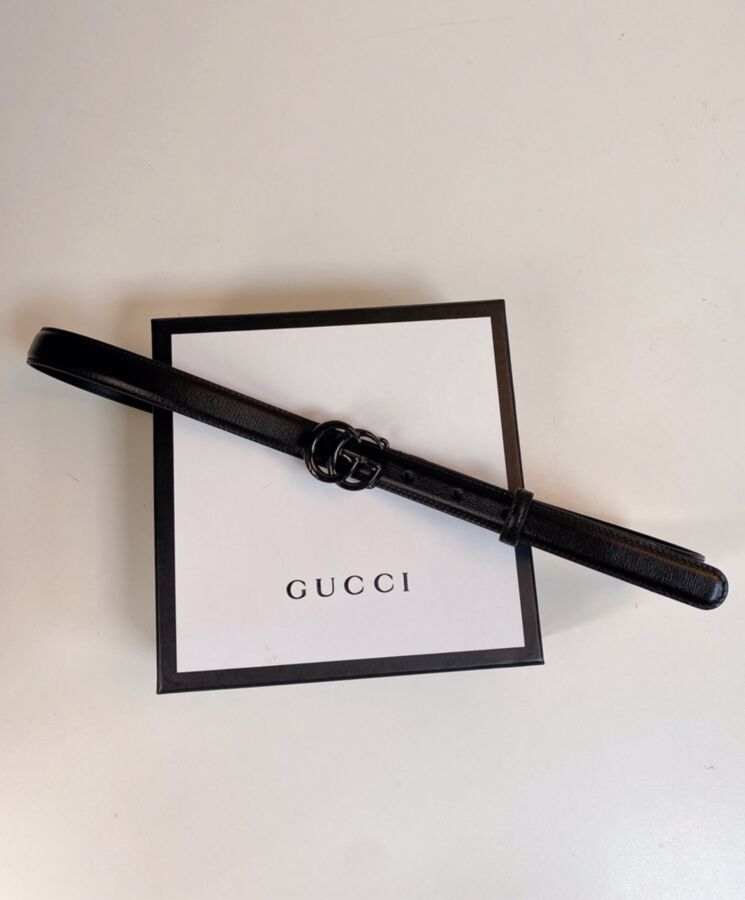 G.U.C.C GG Marmont Thin Belt Black