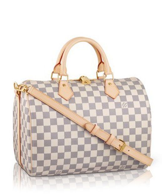 L.*V Damier, Damier Speedy N41001, White L.*V Bag, Luxury Handbag, Authentic L.*V Bag