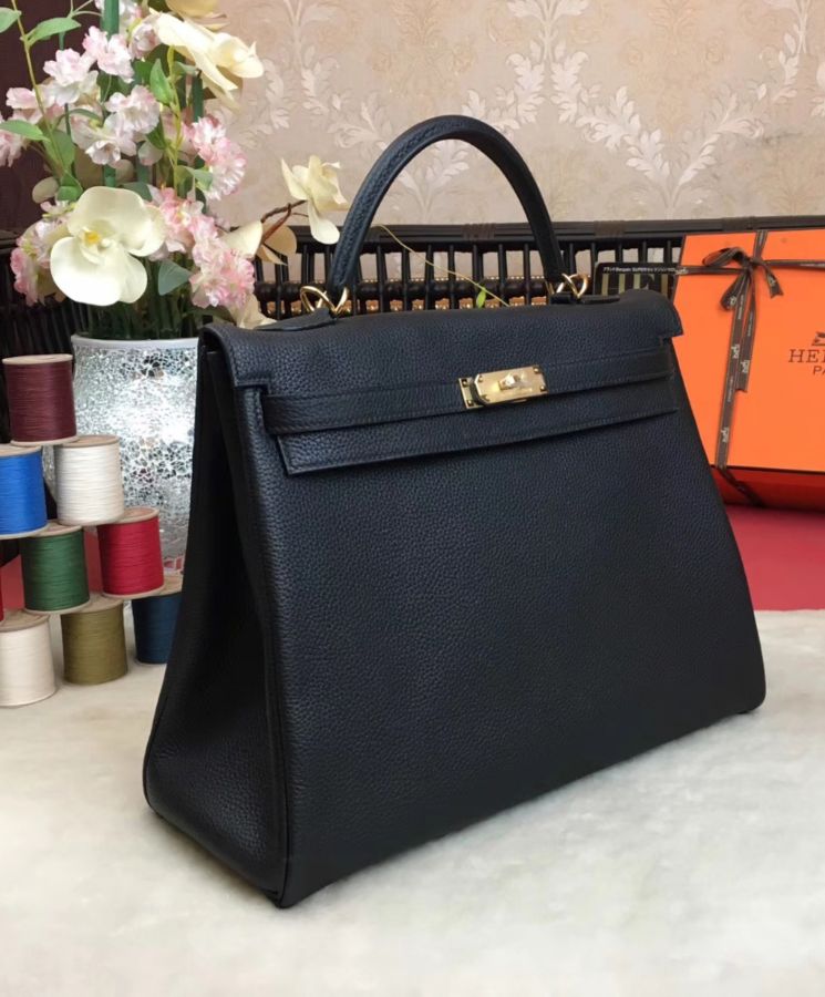 Her..mes Kelly Bag 35 Togo Leather Black