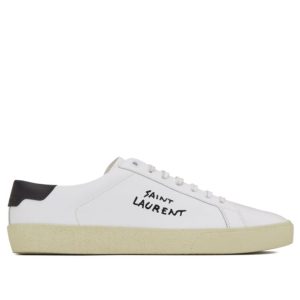 Saint.Lau.rent Unisex, Court Classic SL/06, Embroidered Sneakers, White Leather Sneakers