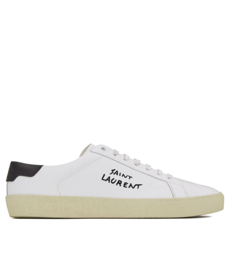 Saint.Lau.rent Unisex, Court Classic SL/06, Embroidered Sneakers, White Leather Sneakers