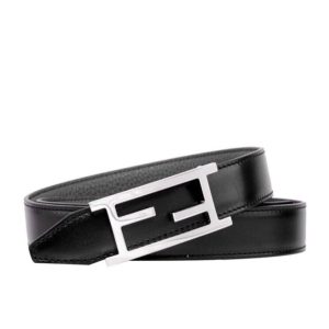 Fen.di Leather Belt, Black Leather Belt, Luxury Fashion Accessory