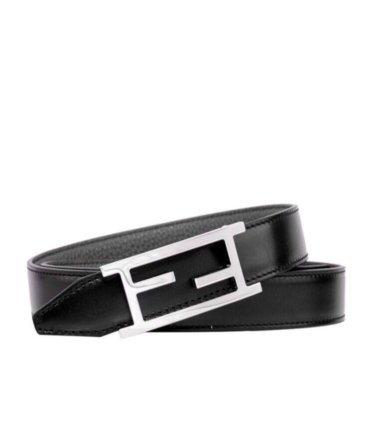 Fen.di Leather Belt, Black Leather Belt, Luxury Fashion Accessory