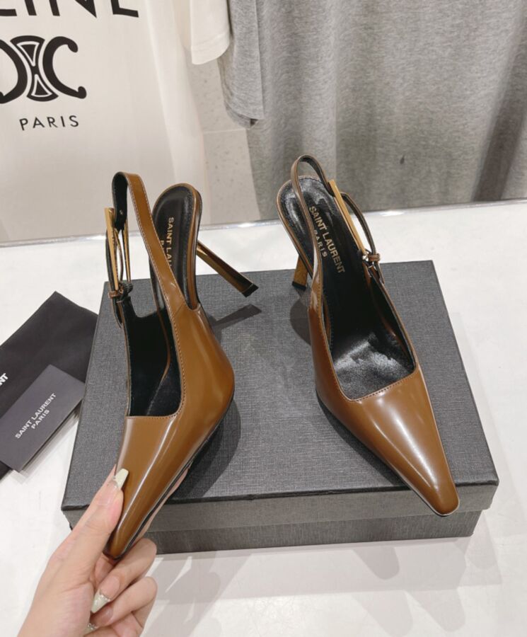 Saint.Lau.rent Women’s Lee Slingback Pumps In Glazed Leather