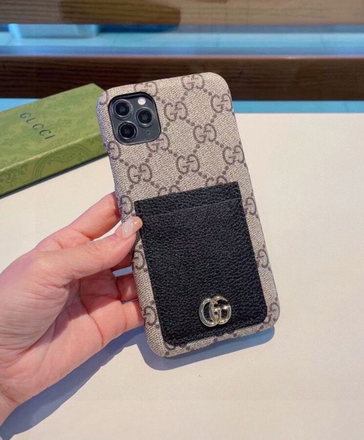 G.U.C.C GG Marmont, iPhone Case, Luxury iPhone Case, G.U.C.C iPhone Case, GG Supreme Canvas, Black Leather iPhone Case