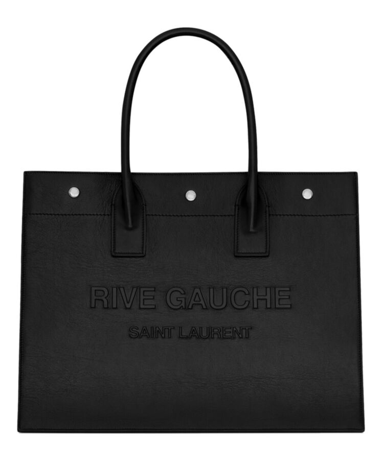 Saint.Lau.rent Rive Gauche Small Tote Bag In Smooth Leather Black