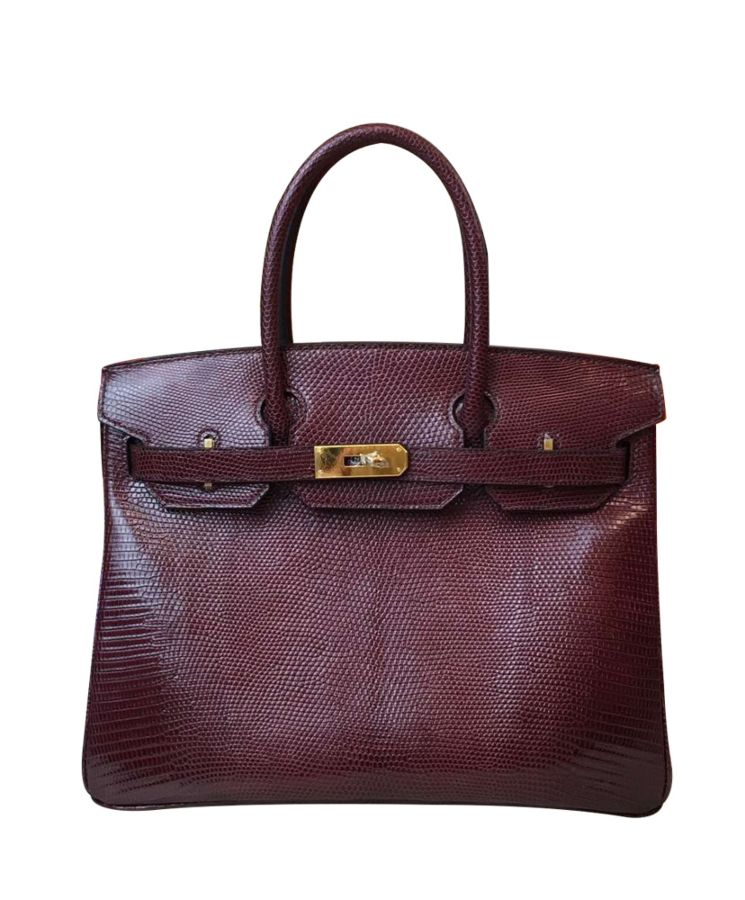 Her..mes Birkin 30 Rouge Exotic Lizard Bag