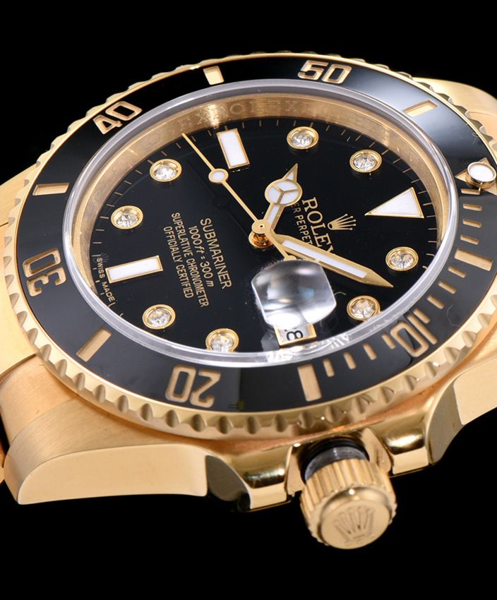 Ro.le.x Ceramic Submariner Watch Full Gold Black