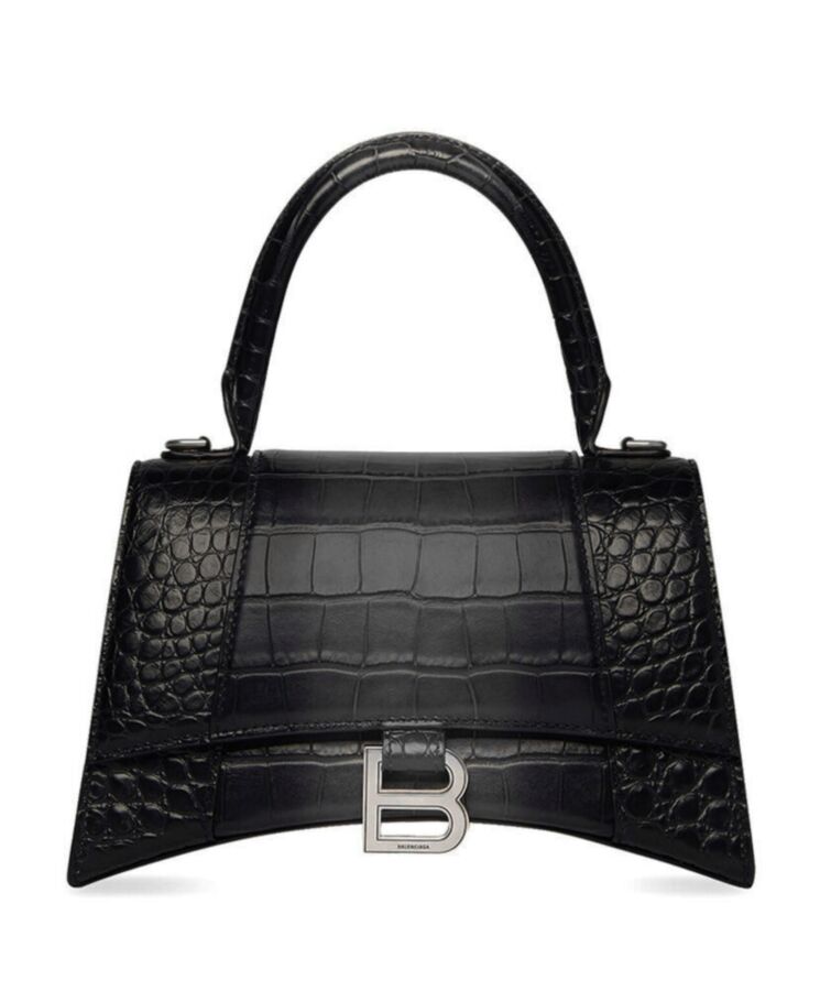 Balen.ciaga Hourglass Small Embossed Bag Black