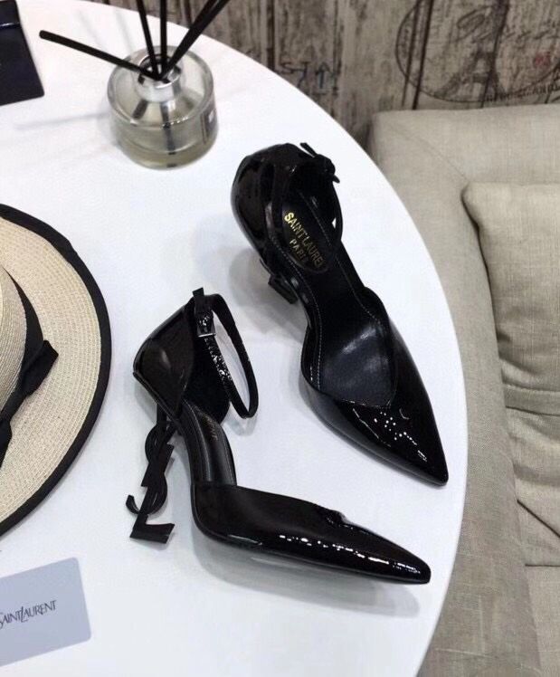 Saint.Lau.rent Women's Opyum Pumps, Patent Leather Heels, Black D'orsay Pumps