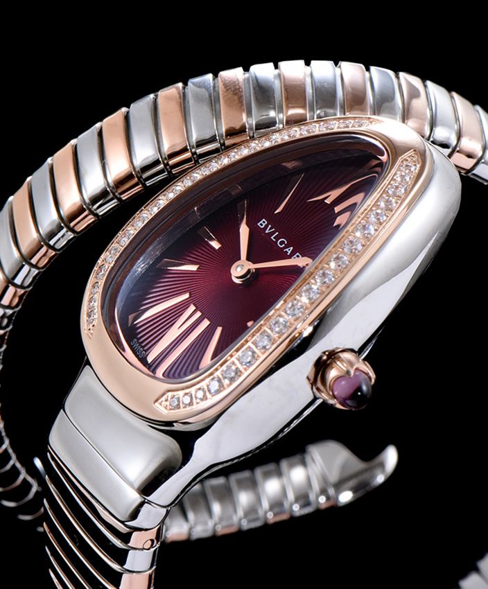 Bvl.gar 18-carat pink-gold and steel watch Henna