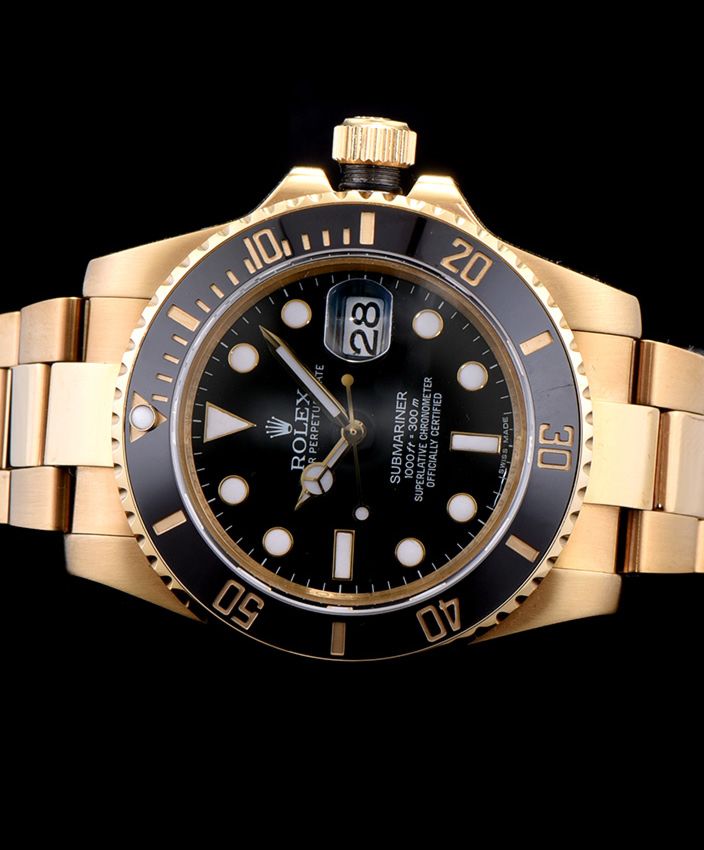 Ro.le.x Gold Submariner Watch Black