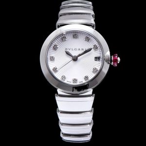 Bvl.gar stainless steel and diamond watch, Luxury Bvl.gar Watch, Bvl.gar Watch with diamond indexes, SiL.*Ver-tone stainless steel watch