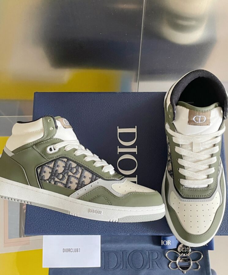 Di.ar Unisex B27, Luxury High-Top Sneaker, Di.ar Oblique Jacquard, Smooth Calfskin Footwear