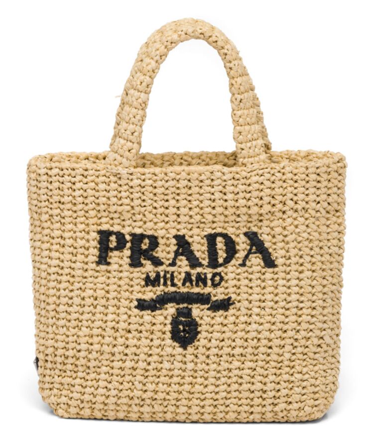 Pra.-da Small Raffia Tote Bag Apricot