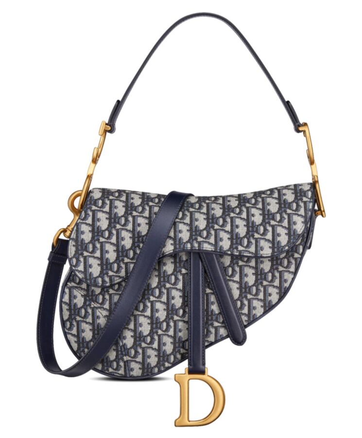 Di.ar Saddle Bag, Luxury Shoulder Bag, Dark Blue Di.ar Bag, Di.ar Oblique Jacquard Bag