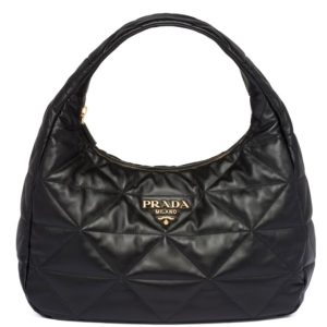 Pra.-da Large, Topstitched, Nappa-Leather Bag, 1BC183 Black, Iconic Pra.-da Shape