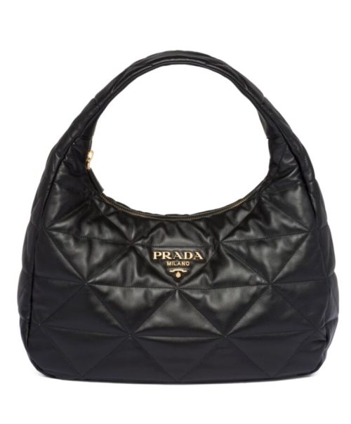 Pra.-da Large, Topstitched, Nappa-Leather Bag, 1BC183 Black, Iconic Pra.-da Shape