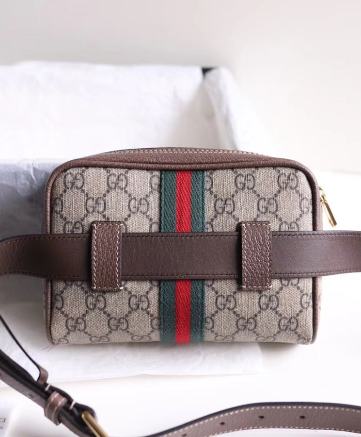 G.U.C.C Ophidia GG Supreme small belt bag 517076 Dark Coffee