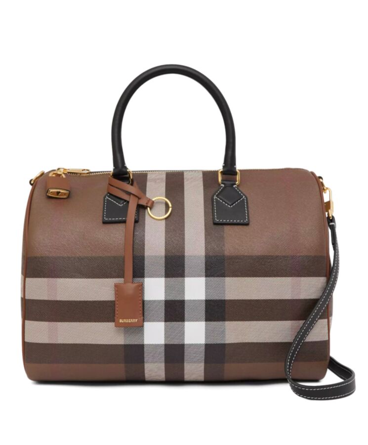 Bur.berri Check And Leather Medium Bowling Bag