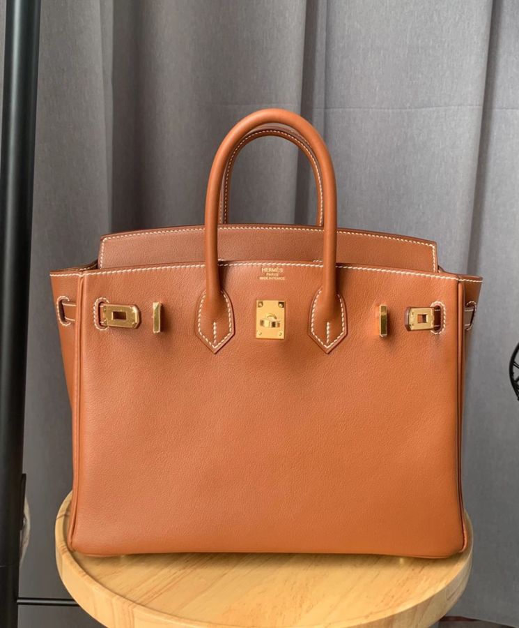 Her..mes Birkin 25 Swift Leather Light Coffee