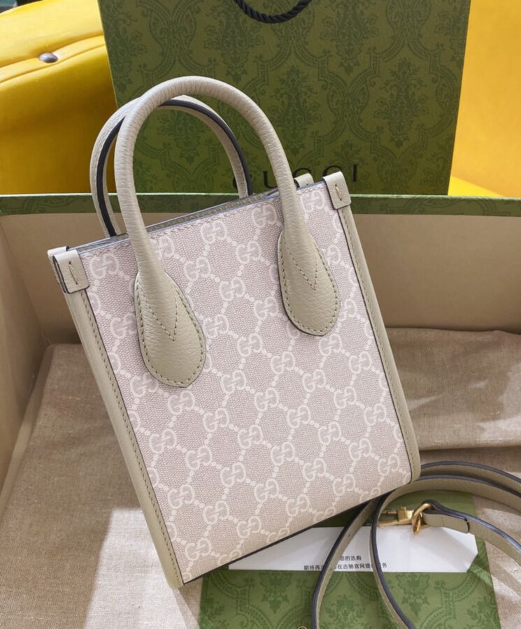 G.U.C.C Mini Tote Bag With Interlocking G Cream