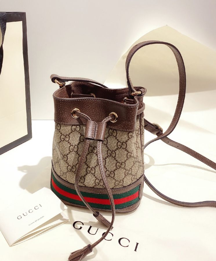 G.U.C.C Ophidia Mini GG Bucket Bag 550620 Dark Coffee