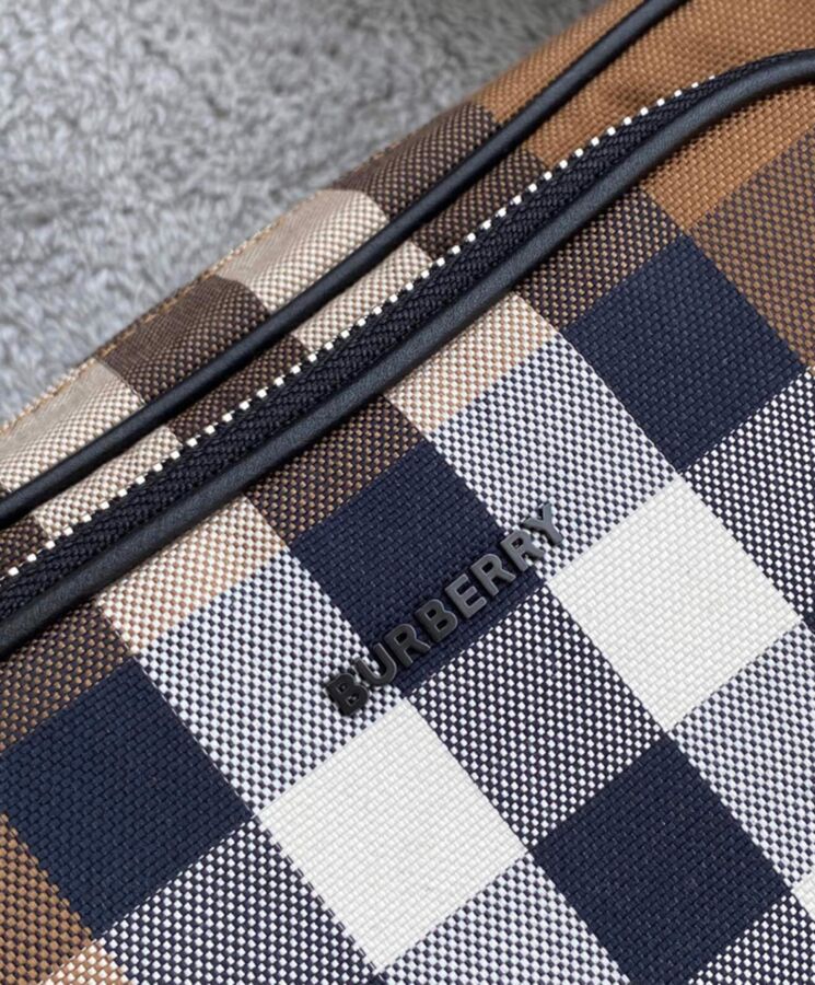 Bur.berri Check Cotton Crossbody Bag Coffee