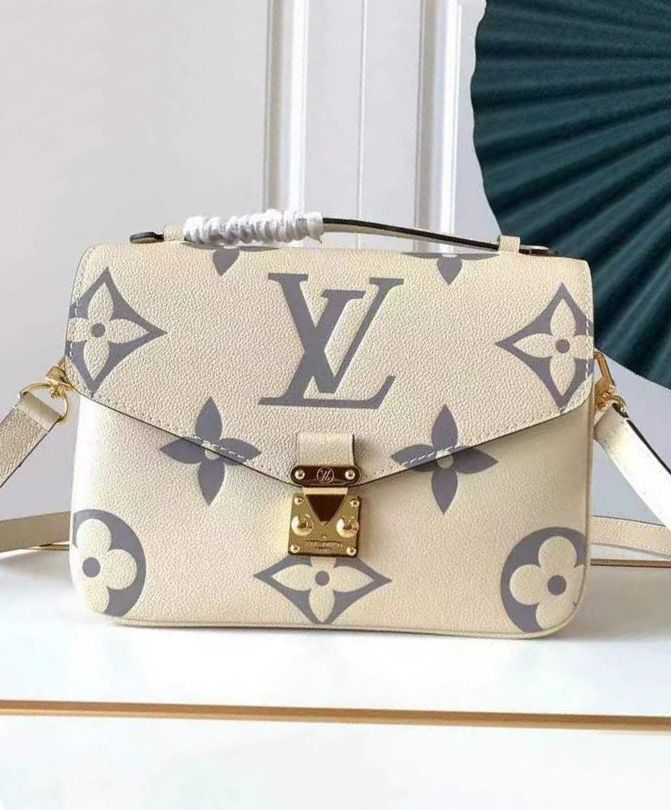 L.*V Pochette, Pochette Metis, Monogram Empreinte Leather Bag, Luxury Leather Bag, M45596 Cream, Online Exclusive Bag