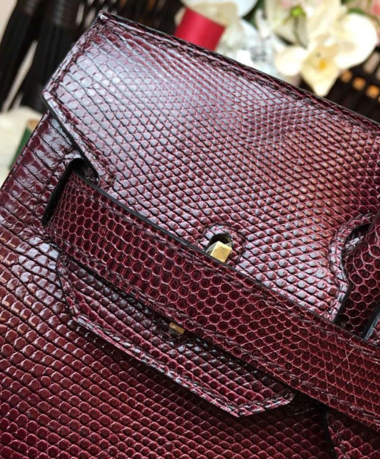 Her..mes Birkin 30 Rouge Exotic Lizard Bag