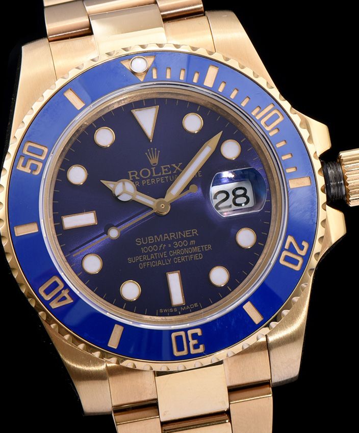 Ro.le.x Gold Submariner Watch Blue