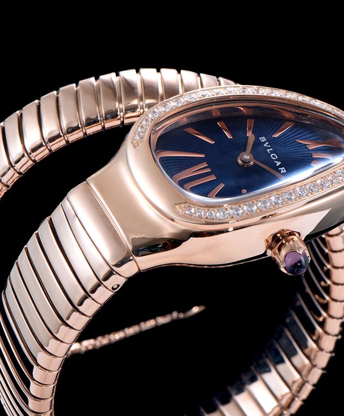 Bvl.gar 18ct rose-gold, Diamond Watch Blue, Luxury timepiece, Quartz movement