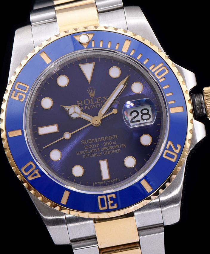 Ro.le.x Gold Submariner Watch Blue