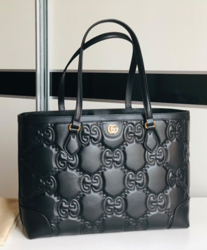 G.U.C.C GG Matelasse Leather Medium Tote 631685 Black