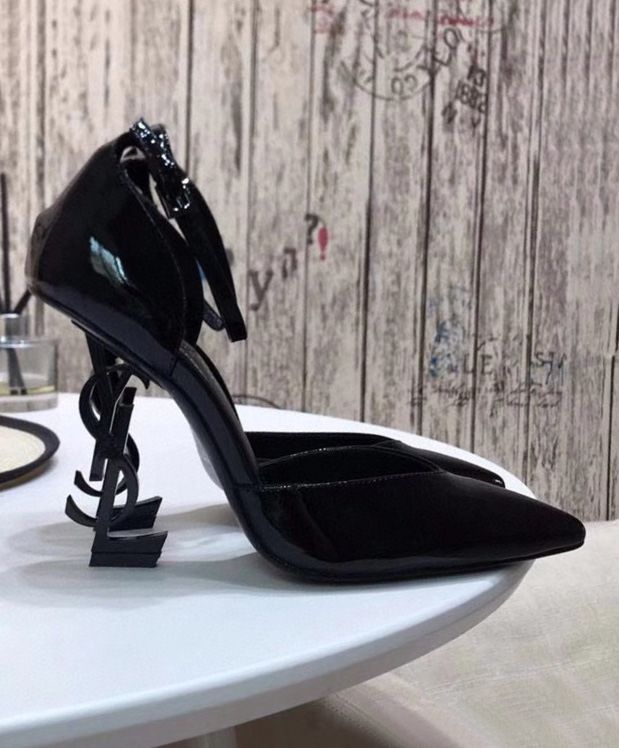 Saint.Lau.rent Women's Opyum Pumps, Patent Leather Heels, Black D'orsay Pumps