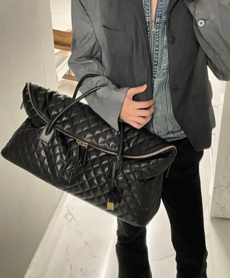 Saint.Lau.rent Es Giant Travel Bag In Quilted Leather Black