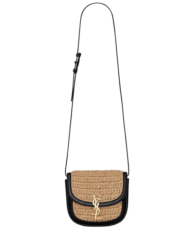 Saint.Lau.rent Kaia Small Satchel In Raffia And Leather 6197401 Apricot