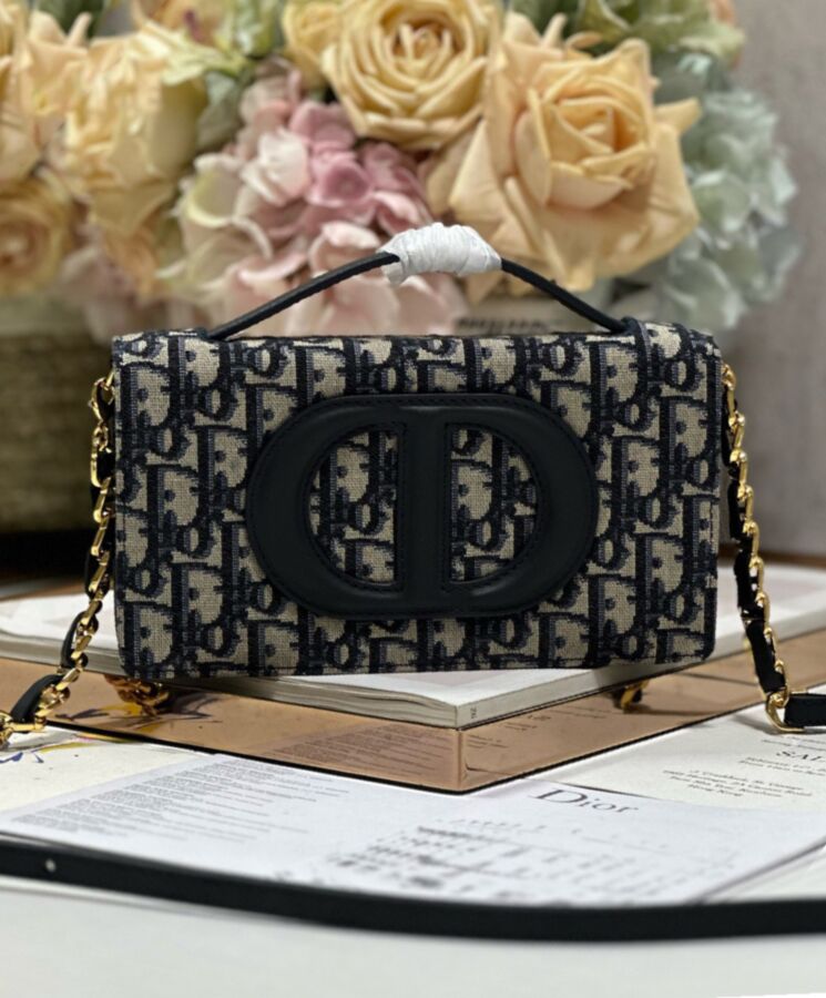 Di.ar CD Signature, Mini Bag Dark Blue, Di.ar Oblique jacquard, Winter 2023 Collection.