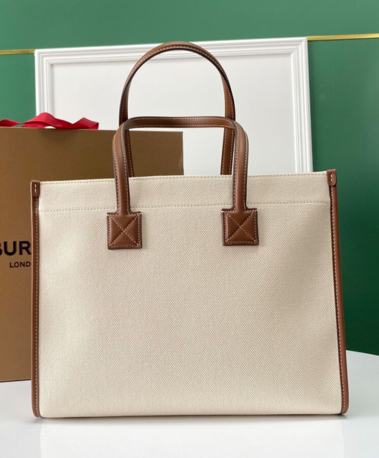 Bur.berri Two-tone Canvas And Leather Small Freya Tote