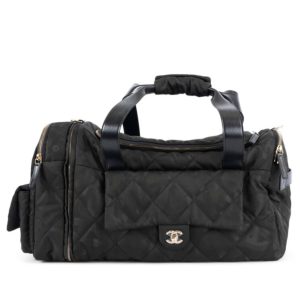 Cha.nel Neige Two-in-One, Designer Bag, Duffle Backpack, Black Calfskin Bag