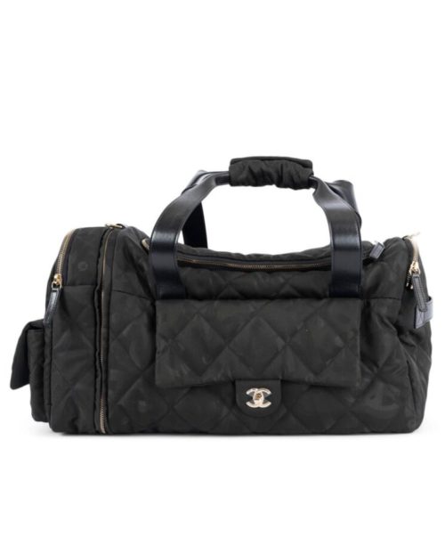 Cha.nel Neige Two-in-One, Designer Bag, Duffle Backpack, Black Calfskin Bag