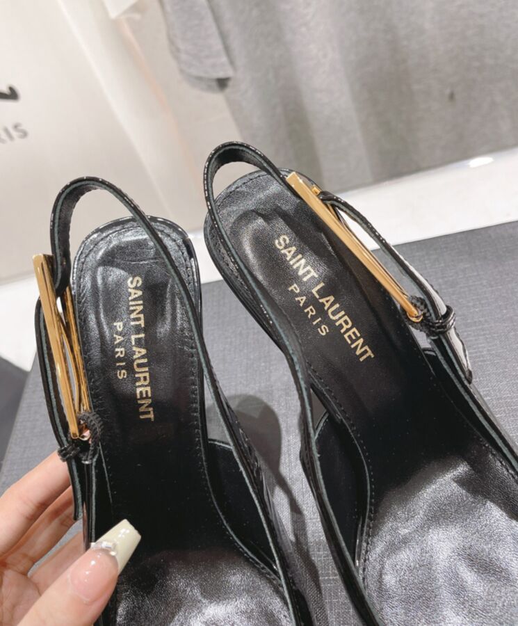 Saint.Lau.rent Women’s Lee Slingback Pumps In Patent Leather Black