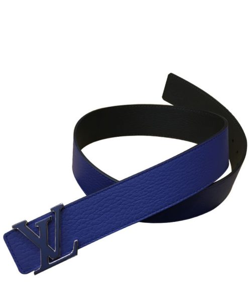 L.*V L.*V Initiales, Taurillon Leather Belt, L.*V Signature Buckle, Reversible Blue Belt